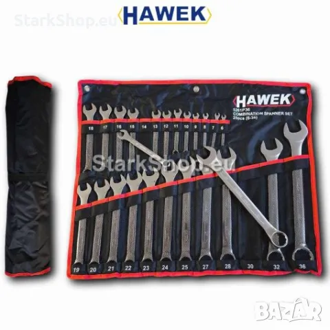 Професионален Комплект Звездогаечни Ключове HAWEK 25 части (6-36мм) Изработени от Хром Ванадиева Сто, снимка 4 - Ключове - 50260410