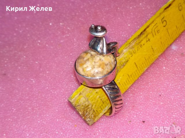 СТАРИНЕН СКЪПОЦЕНЕН СРЕБЪРЕН ПРЪСТЕН УНИКАТ Англия ВИСОКА ПРОБА СРЕБРО ЦИТРИН и СРЕБЪРНА ЖАБКА 31210, снимка 8 - Антикварни и старинни предмети - 44315570