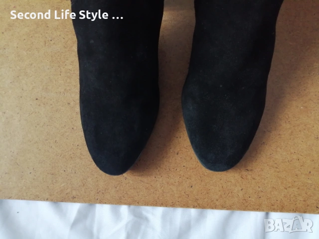 № 41 дамски ботуши естествен велур - с висок ток; черен цвят - марка Janet D. , снимка 6 - Дамски ботуши - 53137919