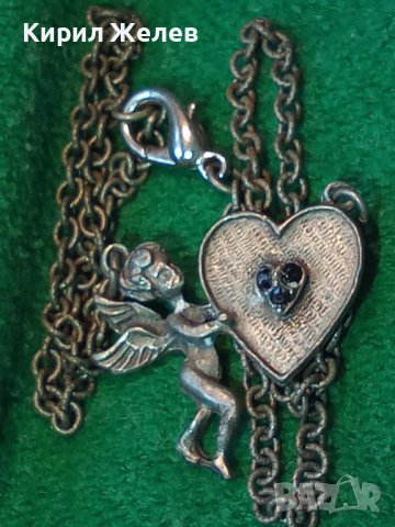 ПОСРЕБРЕНО АМУРЧЕ СЪРЧИЦЕ с 3 МАРКАЗИТА РЕТРО ВЕРИЖКА ВИНТИДЖ БЕЛ ЕПОК ПЕНДАНТ МЕДАЛЬОН 25167, снимка 15 - Антикварни и старинни предмети - 35364555