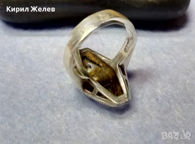 ШАРМАНТЕН СКЪПОЦЕНЕН СРЕБЪРЕН ПРЪСТЕН СРЕБРО 925 с БЯЛА ПОЗЛАТА ЛАБОРАТОРЕН МОЙСАНИТ МАРКАЗИТИ 48743, снимка 13 - Пръстени - 49346500