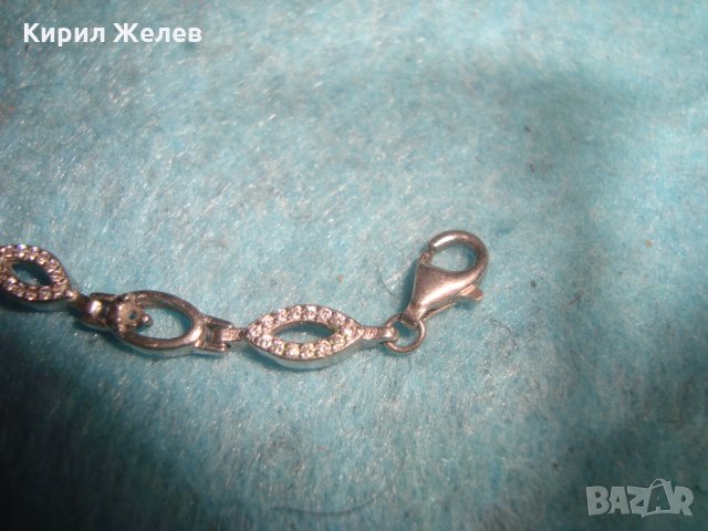 СКЪПОЦЕННА ДИЗАЙНЕРСКА АРТ ГРИВНА РОДИРАНО СРЕБРО 925 с ИНКРУСТИРАНИ НЕЖНИ КАМЪЧЕТА ЦИРКОН 25885, снимка 6 - Гривни - 35868924
