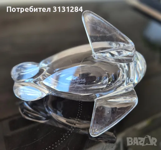 Колекционерска кристална фигура Тюлен "Cristal de Sèvres" – Франция, подпис , снимка 4 - Колекции - 55886536