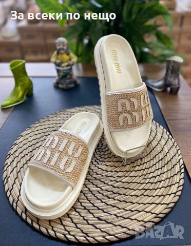 Miu Miu Дамски Чехли Миу Миу - Налични Различни Цветове Код E606, снимка 8 - Чехли - 50957638