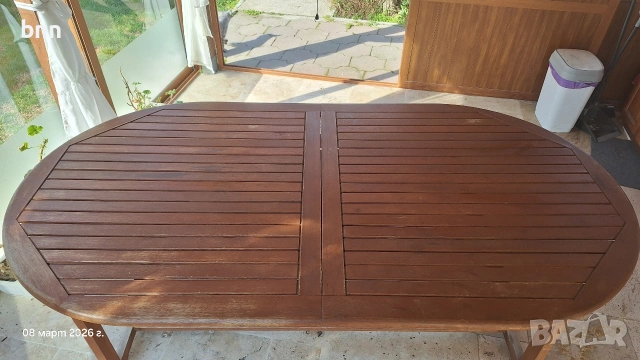 Дървена градинска маса , снимка 2 - Градински мебели, декорация  - 53791234