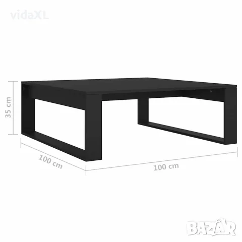 vidaXL Маса за кафе, черна, 100x100x35 см, инженерно дърво, снимка 8 - Маси - 56147837