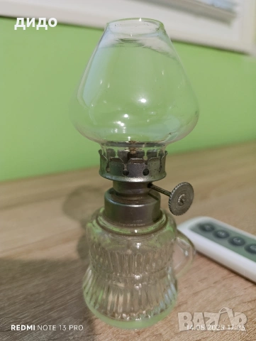 Мини, стъклена газена лампа/ нова/, снимка 2 - Настолни лампи - 53837211