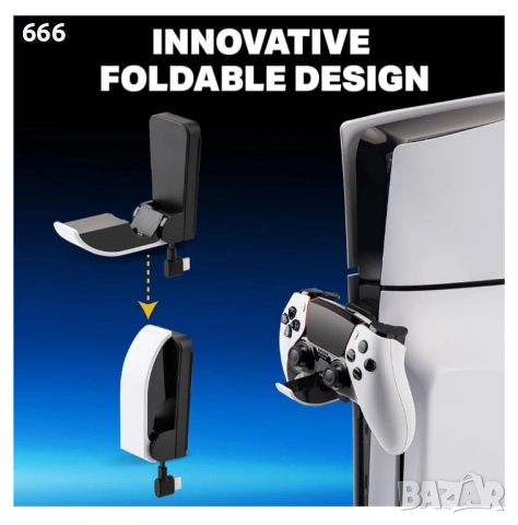 NiTHO мини зарядно за PS5 и PS5 Edge контролери, сгъваема стойка за зареждане, снимка 5 - Друга електроника - 53250632