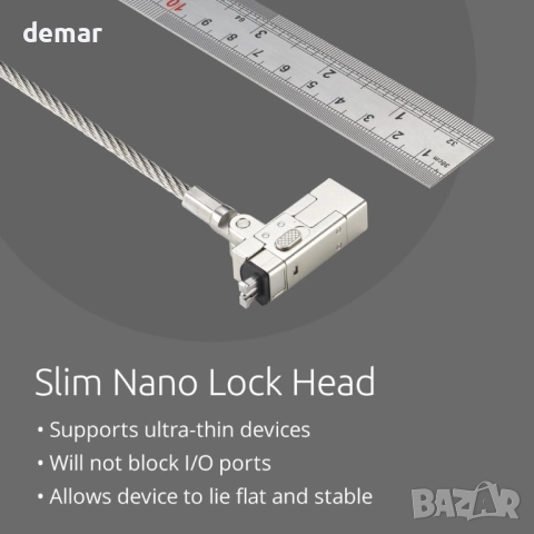 Kensington Slim NanoSaver 2.0 EQ ключалка за лаптоп с ключ, 1,8 м кабел (K60630WW), снимка 4 - Лаптоп аксесоари - 51463454