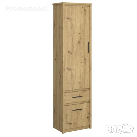 Висок шкаф с 2 врати и чекмедже AYSON (56х36.5х210.5 см) – Дъб Артисан