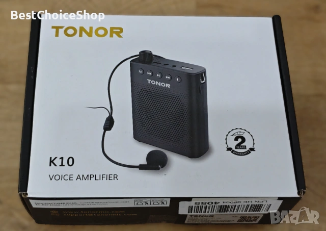 Усилвател на глас с микрофон слушалки, мегафон, презареждаема PA система - TONOR K10