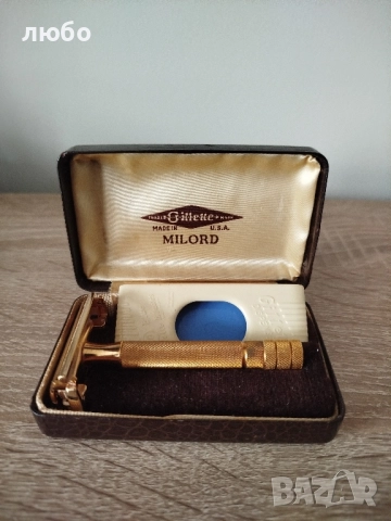 Самобръсначка GILLETE MILORD U.S.A във Златно Покритие Чисто Нова не Употребявана, снимка 2 - Колекции - 52357113