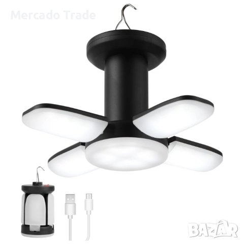Лампа за къмпинг Mercado Trade, 150W, USB, Черен