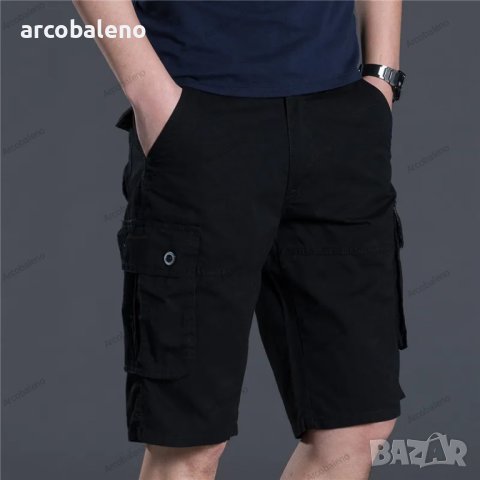 Мъжки къси свободни прави ежедневни панталони с много джобове, 4цвята - 023, снимка 5 - Къси панталони - 40852563