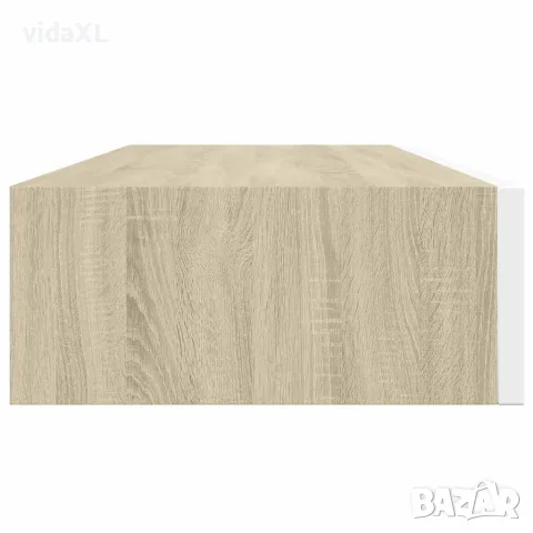 vidaXL Стенен рафт за чекмеджета, дъб и бяло, 60x23,5x10 см, MDF, снимка 7 - Етажерки - 56146903
