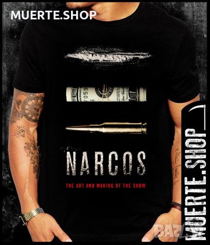 Черна тениска с щампа NARCOS POSTER, снимка 1 - Тениски - 42063501