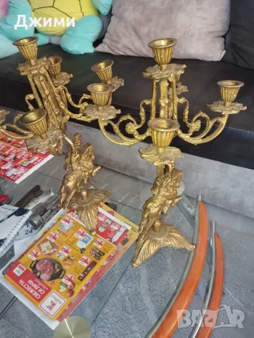 масивни бронзови свещници, снимка 2 - Антикварни и старинни предмети - 47725659