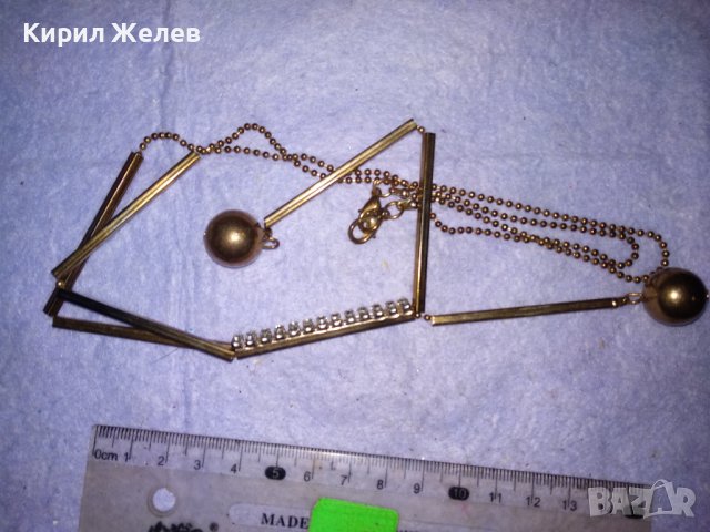 ЕЛЕГАНТНА ЗЛАТИСТА ВИНТИДЖ ОГЪРЛИЦА КОЛИЕ с ИСКРЯЩИ ФАСЕТИРАНИ КРИСТАЛИ 38936, снимка 13 - Колиета, медальони, синджири - 41866100