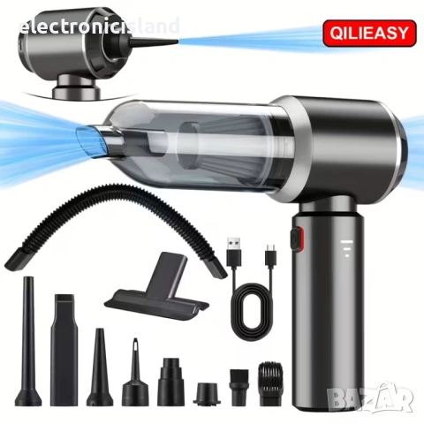 Мощна прахосмукачка QILIEASY, 100W 20000Pa с висока мощност,батерия 6000mAh, мокро и сухо почистване