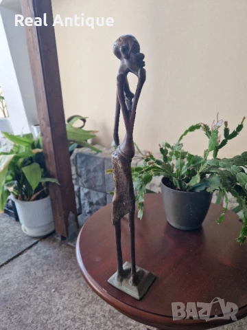 Страхотна голяма антикварна колекционерска бронзова фигура пластика статуетка , снимка 8 - Статуетки - 50521234
