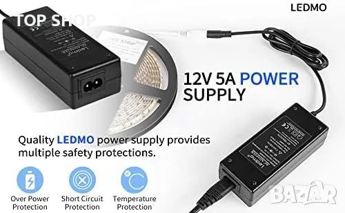 адаптер за захранване 12 V 5 A, AC 100-240 V към DC 12 Volt 5 Amp 60 W Захранване за LED светлинни л