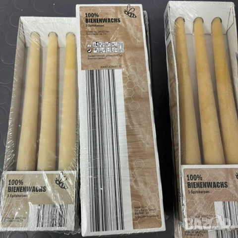 Комплект свещи от 100% пчелен восък, снимка 3 - Декорация за дома - 52051670