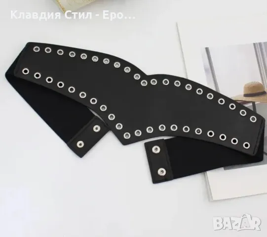 Ефектен кожен дамски колан, ластичен, снимка 3 - Колани - 48245149
