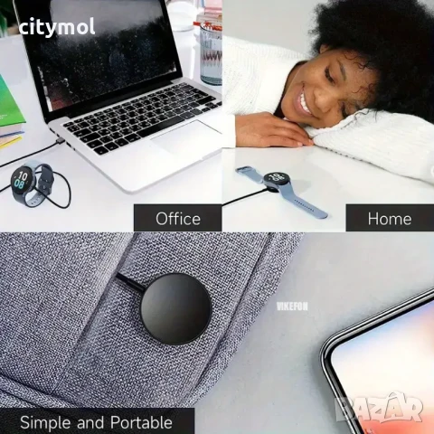Type C Бързо безжично зарядно устройство за Samsung Galaxy Watch 7/6/5/4/3/2/Active, снимка 6 - Смарт гривни - 50709395