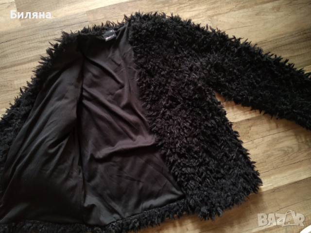 Пухено черно яке / палто / жилетка, снимка 7 - Жилетки - 36286419