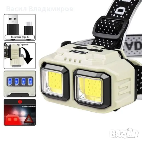 Професионален LED челник EDAR HX816S | USB‑C | 4 режима | Сензор, снимка 2 - Други инструменти - 50152874
