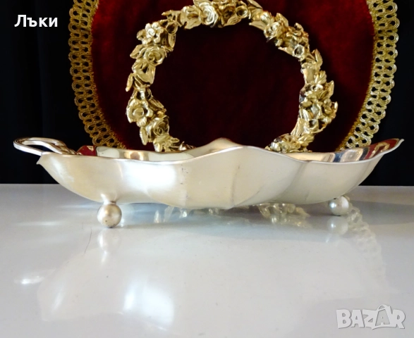 Посребрена фруктиера Лозов лист WMF. , снимка 6 - Антикварни и старинни предмети - 52860365