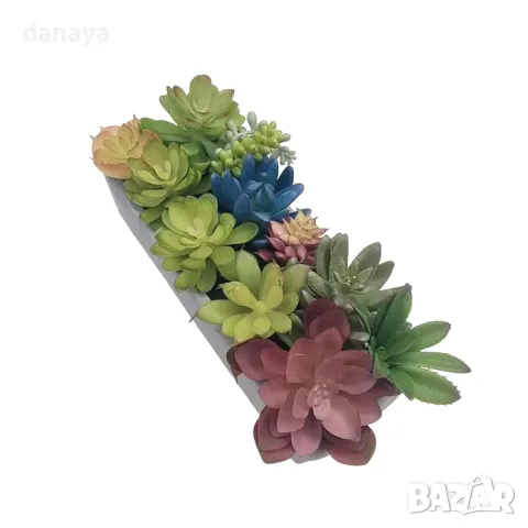 5414 Реалистична саксия с изкуствени сукулентни растения, 23 см, снимка 8 - Изкуствени цветя - 47772145