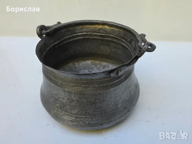 Малко медно - бакърено котле 3.5 л., снимка 7 - Антикварни и старинни предмети - 56378033