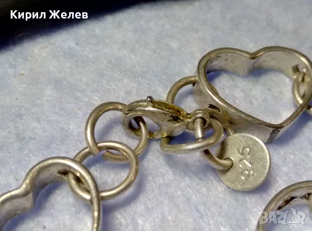 ШАРМАНТНА ПОСРЕБРЕНА ГРИВНА от БЛАГОРОДНА НЕРЪЖДАЕМА СТОМАНА със СЪРЧИЦА 49339, снимка 5 - Гривни - 50421377