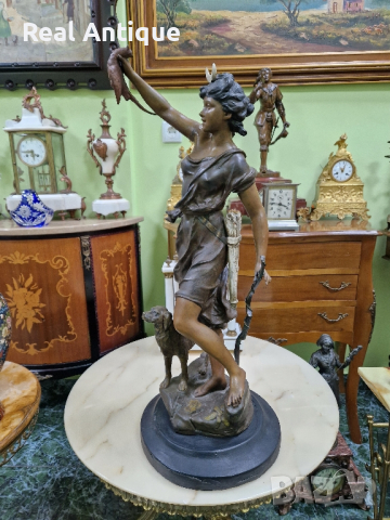 Уникална голяма антикварна френска авторска фигура статуетка , снимка 7 - Антикварни и старинни предмети - 44693387