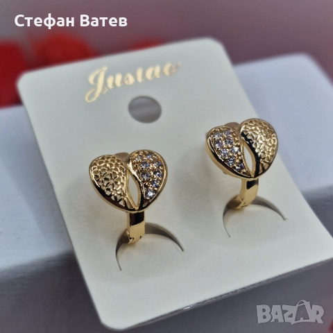 Обици „Heart Duo Shine“ – медицинска стомана с 18К позлата