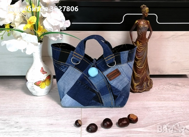 Ръчно изработена дънкова чанта без цип