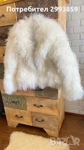 Палто естествен косъм Лама*LAMA*Mongolian Fur/ Croped Mongolian Fur Coat, снимка 14 - Палта, манта - 53634417
