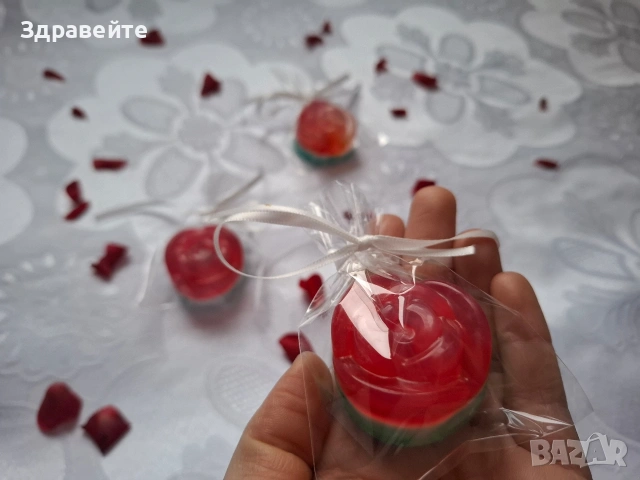 Глицеринови сапунчета цветя и сърчица с хипоалергенни етер масла+подарък , снимка 5 - Други - 53098710