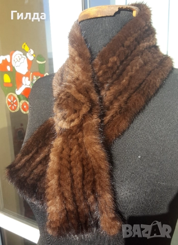 плетен шал естествен косъм норка визон, снимка 4 - Шалове - 52751375
