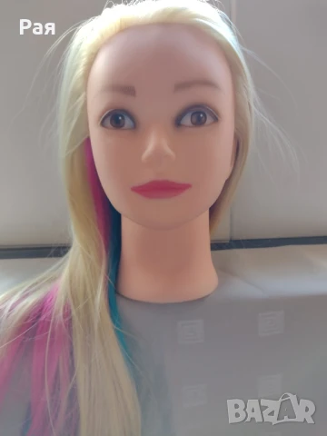 Учебна фризьорска глава 70 см шарена, снимка 8 - Аксесоари за коса - 50660652