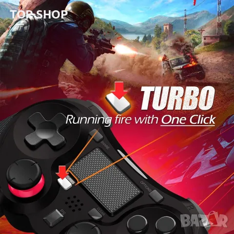 Джойстик -Безжичен контролер TERIOS, съвместим с PS4/PS4 Pro/PS4 Slim, снимка 4 - Аксесоари - 48622140