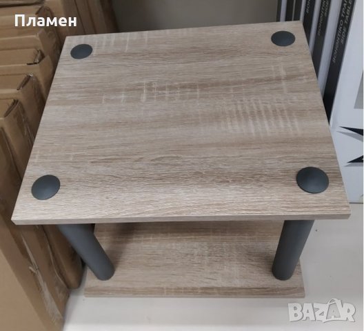 Дървена квадратна помощна масичка на две нива 34х30х31 см. Дъб и венге, снимка 3 - Маси - 35733557