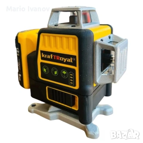 Лазерен нивелир Kraft Royal, Самонивелиращ, 4D, Дистнационно, Жълт, 5VDC, 5Ah, снимка 4 - Други инструменти - 53616089