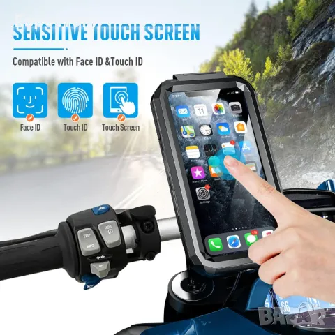 Faneam Bike Водоустойчив регулируем държач за смартфон за мотоциклети, скутери Anti-Shake 360° , снимка 4 - Аксесоари и консумативи - 47841211