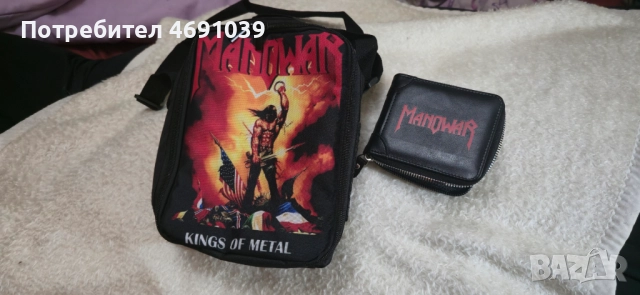 Чантичка с портфейл с логото на групата MANOWAR.