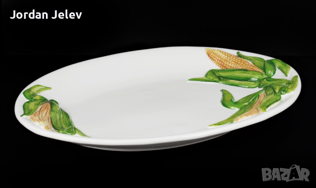 Огромно, италианско плато Fatto A Mano с царевици., снимка 2 - Чинии - 44725014