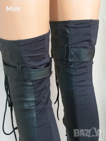 S/M Черни кожени дълги чорапи , снимка 3 - Бельо - 50528787