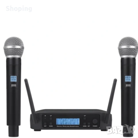 Комплект 2 броя безжични микрофони и UHF приемник с дисплей GLXD4, снимка 4 - Микрофони - 53852204