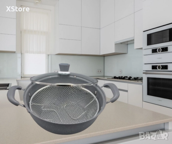 Тенджера с кошница за фритюрник,керамична, снимка 2 - Съдове за готвене - 52430604